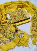 Linen Cotton Yellow Casual Wear Printed Salwar Suit